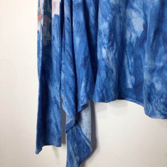 Anthropologie Meadow Rue pullover top medium blue linen watercolor floral spring - Picture 5 of 11